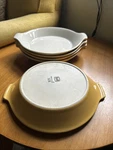 Set Of 5 Vintage Pottery Company Yellow #1674 Shallow Soup Cereal Bowls Usa. Fixed Price $49.99.