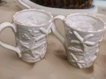 2 Mud Pie Starfish Embossed Terracotta White Glaze Coffee Mugs Cups New W/tag 3D. Fixed Price $29.67.