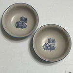 Pfaltzgraff Yorktowne Vintage Usa Blue Floral Stoneware Soup Cereal Bowls Set 2. Fixed Price $14.00.