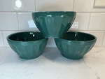 3 Anthropologie Biscuit Latte Bowls Soup Cereal Ice Cream Portugal Dark Green. Fixed Price $49.99.