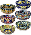 Cereal Set Of 6, Bohemian Ceramic Soup Bowls, 28 Oz Colorful. Fixed Price $39.99.