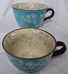 Tara Temptations Floral Light Blue 24OZ Soup/cereal Bowls With Handle. SKU13. Fixed Price $48.50.