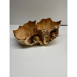 Vintage Inarco Japan Ceramic Double Leaf Dish Gold Gilt Brown Acorn E-2529. Fixed Price $25.00.