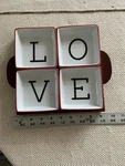 The Cellar Sentiments Set 4 Square Condiment Bowls V White Black Letters. Fixed Price $25.00.