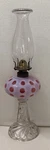 Antique Hobbs 326 Windows Cranberry Opalescent Coin Dot 16" Kerosene Stand Lamp. Fixed Price $350.00.