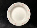Vtg Corelle Forever Yours 8.5" Flat Rimmed Soup Bowl Pasta Salad Pink Hearts Ec. Fixed Price $21.00.