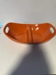 Rachael Ray 14 Ceramic Divided Baker / Server Oval Dish Handles = Orange H017. Fixed Price $22.00.