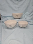 Set Of 3 Rae Dunn Artisan Collection By Magenta Mixing Bowls Stir Toss. Fixed Price $60.00.