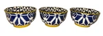 Set Of 3 B.i.a Cordon Bleu- Blue White Geometric Ikat Bowls- Yellow Rim Heavy. Fixed Price $37.00.