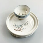 Maze Studio Pottery Dinner Plates Bowls Set Of 6 Artisan Japanese Style Blossom. Fixed Price $99.88.