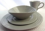 Portmeirion Sophie Conran Porcelain 4 Pc. Dinnerware Place Setting Grey Nib. Fixed Price $49.99.