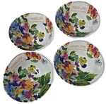 4- Rachel Zoe Floral Pansy Asymmetrical Melamine Cereal Dessert Bowl Set 6" New!. Fixed Price $32.95.