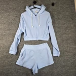 Better Together Blue Waffle Knit Lounge Set Hoodie Shorts M. Fixed Price $35.00.