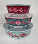 Pioneer Woman 6-PIECE Melamine Nesting Bowl Set W/lids Festive Forest. Fixed Price $22.49.