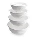 Nordic Ware 8 Piece Covered Bowl Set, White. Fixed Price $50.00.