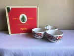 Spode Christmas Tree England Bone China Red Ribbons 3 Part Condiment Bowl. Fixed Price $39.99.