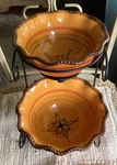 Home & Garden Party Stoneware Tuscan Bowl Set With Metal Stand. Fixed Price $34.29.