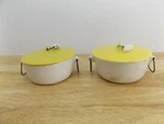 Vintage Ironstone 1960 Nkt Schmid Ovenproof Set 2 Bowls With Lids. Fixed Price $27.95.