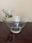 Vintage Mcm Anchor Hocking Style 3-PC Glass Chip & Dip Set With Metal Bracket. Fixed Price $27.99.