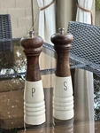 Farmhouse Style Mud Pie Salt And Pepper Grinders - Tall Classic Design. Fixed Price $45.00.