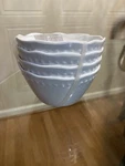 Tommy Bahama White Melamine Appetizer Bowls Set /4 - Scalloped Edge Hobnail 4.5. Fixed Price $20.99.