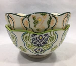 World Market Hand Printed Stoneware Ramen Soup Bowls Floral Textured White/green. Fixed Price $9.95.