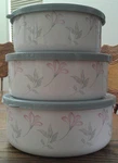 Corelle Coordinates Pink Trio Reston Lloyd 6/PC (3 Metal BOWLS,3 Lids) D5. Fixed Price $24.99.
