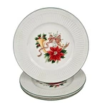 3 Mikasa Italian Holiday Salad Plates 5/8" Rare DD912 Poinsettia Horn Ribbons. Fixed Price $44.97.