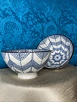 Miya Co. Japanese Set Of 2 Ceramic Bowls Blue & White Geometric Cobweb Pattern. Fixed Price $23.89.