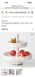 Williams Sonoma Honeycomb Marble Two-tier Fruit Bowl Nib Minor Crack. Fixed Price $300.00.