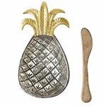 Mud Pie Pineapple Metal Dip Bowl & Spreader Set. Fixed Price $19.98.