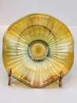 Ruffled Glass Stippled Rays Iridescent Bowl Marigold Carnival Candy Dish. Fixed Price $24.99.