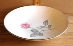 Zylstra Usa 8" Low Bowl Rose Silver Trimmed Permacal Porcelain. Fixed Price $14.00.