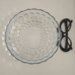 Vintage Anchor Hocking Bubble Pattern Glass Serving Bowl Sapphire Blue 8" Dia. Fixed Price $15.00.