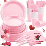 Juego De 350 Piezas Suministros Para Fiestas Rosas, Platos El. Fixed Price $70.99.