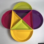 Zak Designs Table Art 8 Pc Melamine Serving Bowls Set Circles Triangles New Box. Fixed Price $49.99.