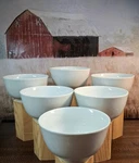 6 New Pottery Barn Caterer's White Porcelain 5 3/4" Cereal Soup Deep Bowls Set. Fixed Price $43.40.
