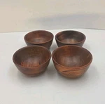 Vtg Acacia Wood Pinch Bowls Set 4 Hand Turned Dipping Nut Condiment 3. Fixed Price $19.99.