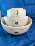 Set Of 3 Rae Dunn Stacking/nesting Mixing Bowls - Roll/measure/mix By Magenta. Fixed Price $72.45.