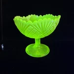 Vaseline Uranium Glass Compote Davidson 'lords & Ladies' Pearline 235342. Fixed Price $169.05.