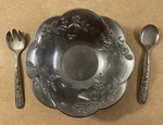 Lenox Orchard Bloom 15" Metal Serveware Salad Serving Bowl Utensils. Fixed Price $10.99.