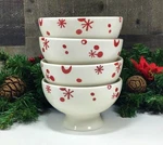 Pier 1 Imports "flurry" Red Snowflakes On White Footed Bowls Set Of 4. Fixed Price $19.95.