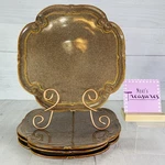 Bombay BMA16 French Farmhouse Brown Sponged Scrolls Ceramic Dinner Plates Set 4. Fixed Price $50.99.
