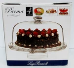 Parma Luigi Bormioli Footed Glass Cake Plate With Dome / Good Condition Box. Fixed Price $25.09.