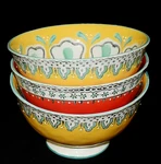 Anthropologie Set Of 3 Elka Ayaka Hand Painted Pedestal Cereal Bowls. Fixed Price $100.00.