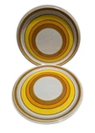Mikasa Manor Sun Circles F5819 Stoneware Dinner Plate Vintage Set Of 2. Fixed Price $38.99.