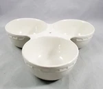 Nora Fleming Stoneware Retired T6 Pearl Dot Triple Dish 3 Section Round Bowls. Fixed Price $89.50.