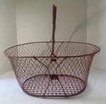 Vintage Large Red Folding Farmhouse Wire Mesh Egg Fruit Vegetable Basket 18"SALE. Fixed Price $65.00.