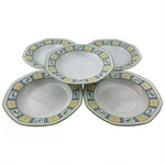 Studio Nova Gingham Blue Rim Soup Bowls Set Of 5 Vtg 9 Yellow Plaid Y0064. Fixed Price $41.99.
