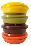 Set Of 4 Vtg Tupperware Seal N Serve Bowls W/ Lids Harvest Color #1207 Retro 70S. Fixed Price $27.66.